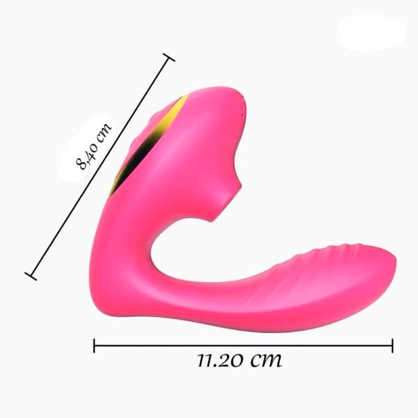 Vibrador para mujer con modos de succión y vibración personalizables.