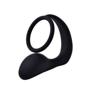 Masajeador de próstata ergonómico de silicona negra, ideal para estimulación prostática y placer intenso.