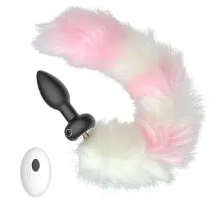 Plug anal con cola, 10 modos de vibración, control remoto, diseño felino, silicona segura, juego de roles