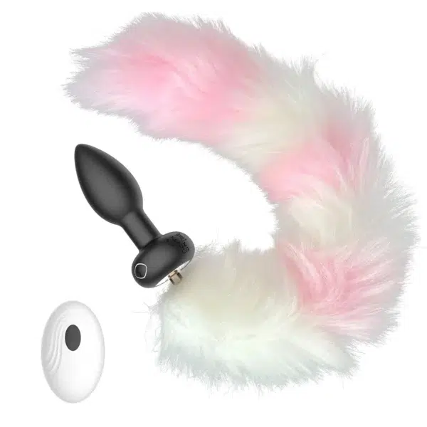 Plug anal con cola, 10 modos de vibración, control remoto, diseño felino, silicona segura, juego de roles