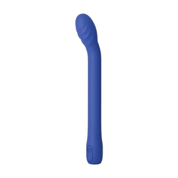 Estimulador de punto G MS-242 de silicona azul, con 10 modos de vibración y carga USB, diseñado para la estimulación del punto G y el placer femenino.