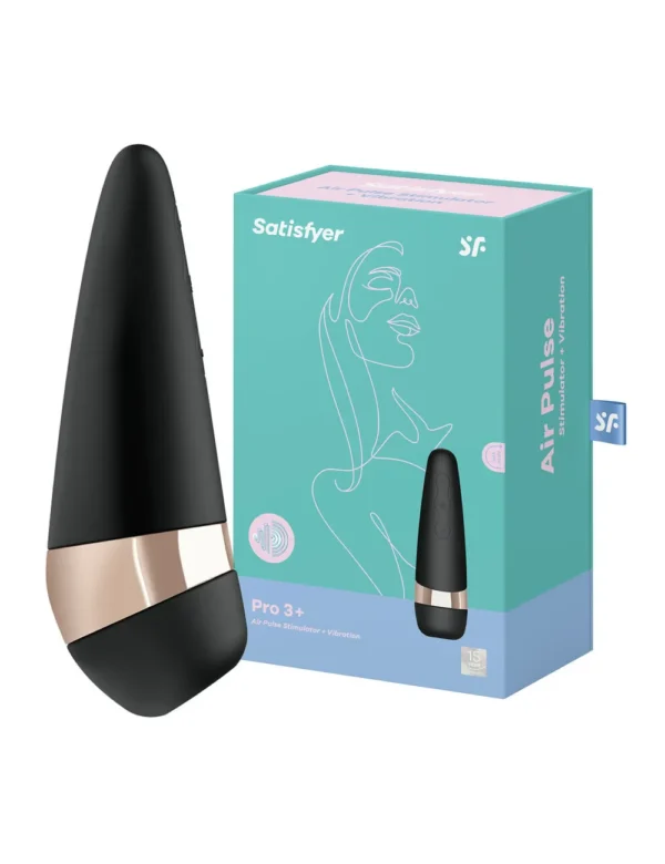 Satisfyer Pro 3: succionador de clítoris con estimulación híbrida de ondas de presión y vibraciones, diseño ergonómico tipo joystick