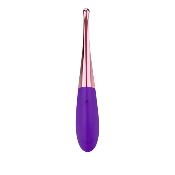 Masajeador de clitoris morado con diseño ergonómico para estimulación precisa.