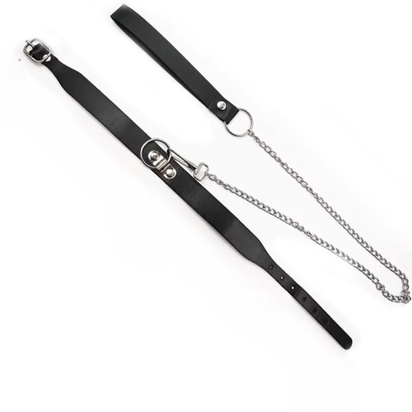 Collar de sumisión BDSM con correa, el accesorio perfecto para explorar tus deseos más oscuros y sensuales.