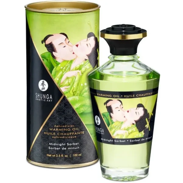 Aceite de Masaje Efecto Calor Shunga, 100ml, para masajes sensuales y estimulantes.
