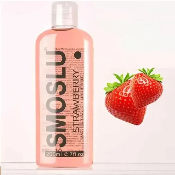 Lubricante sabor fresa, textura suave y aroma dulce, ideal para encuentros íntimos placenteros.