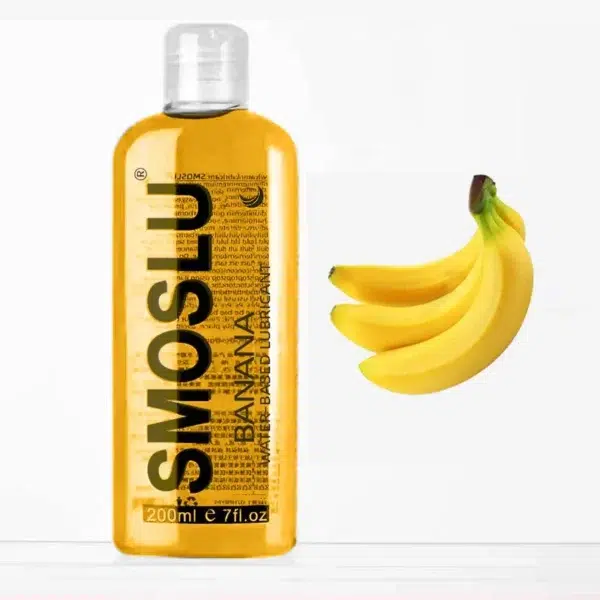 Lubricante sabor plátano, textura suave y aroma tropical, ideal para encuentros íntimos placenteros.
