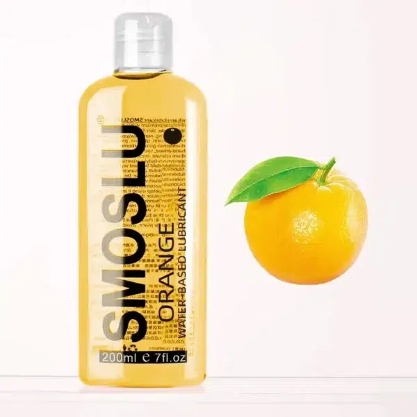 Lubricante con sabor a naranja, textura suave y aroma cítrico, ideal para encuentros íntimos placenteros.