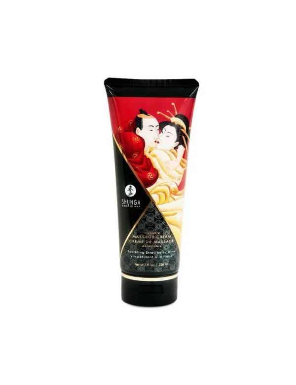 Crema de masaje fresa y champán, textura suave y sedosa